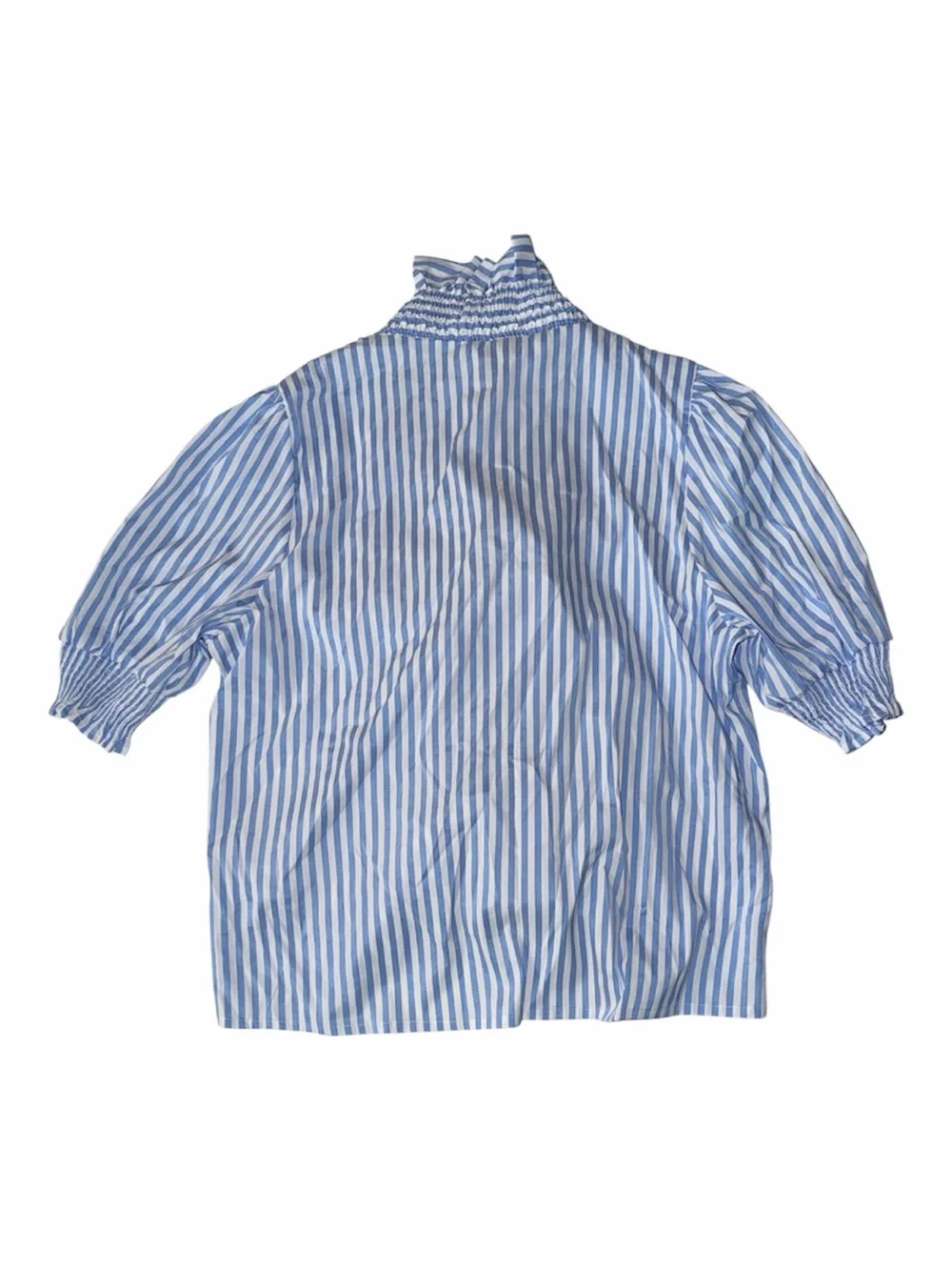 Boho Chic Blue White Striped Ruffle Blouse NWT Retail $109 XL